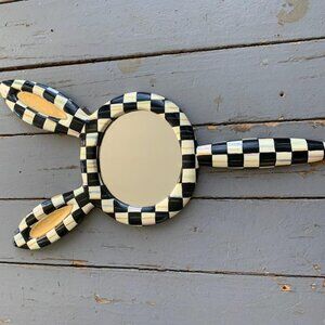 Mackenzie-Childs Funny Bunny mirror in Courtly Check-- new, without box.